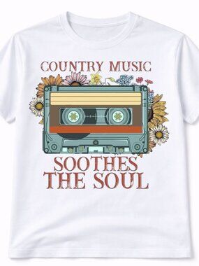 Country Music Floral Graphic T Shirt Trendy Boutique Style Tee Womens White Tops